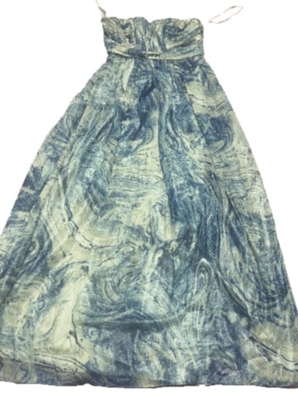 Calvin Klein Women's Blue and White Strapless Long Evening Maxi Dress Size 6